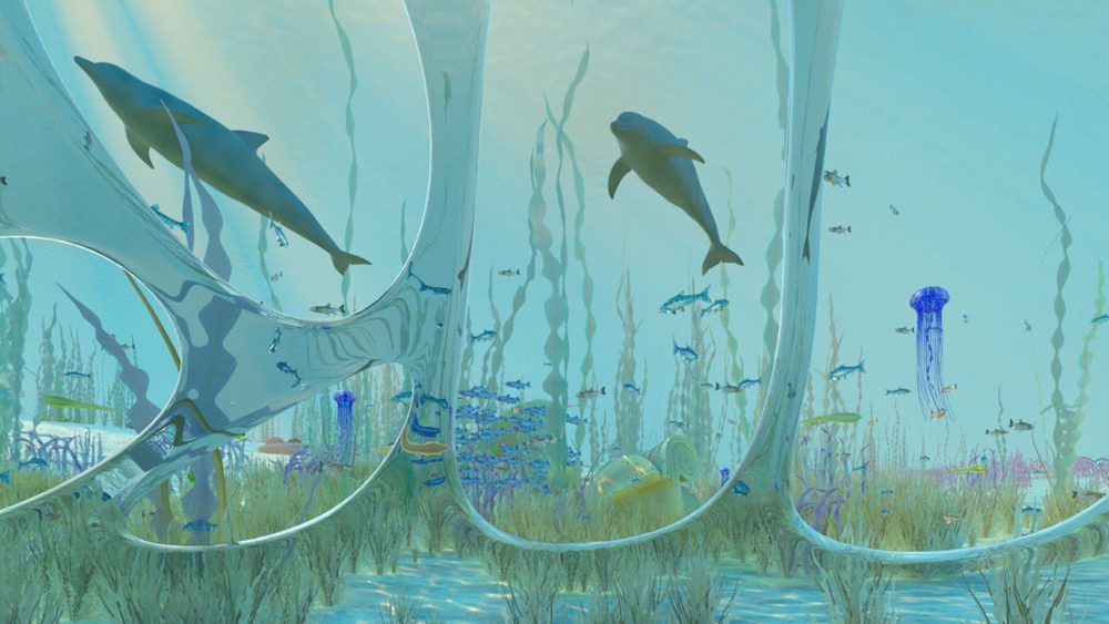 3D-Unterwasseransicht mit Delfinen